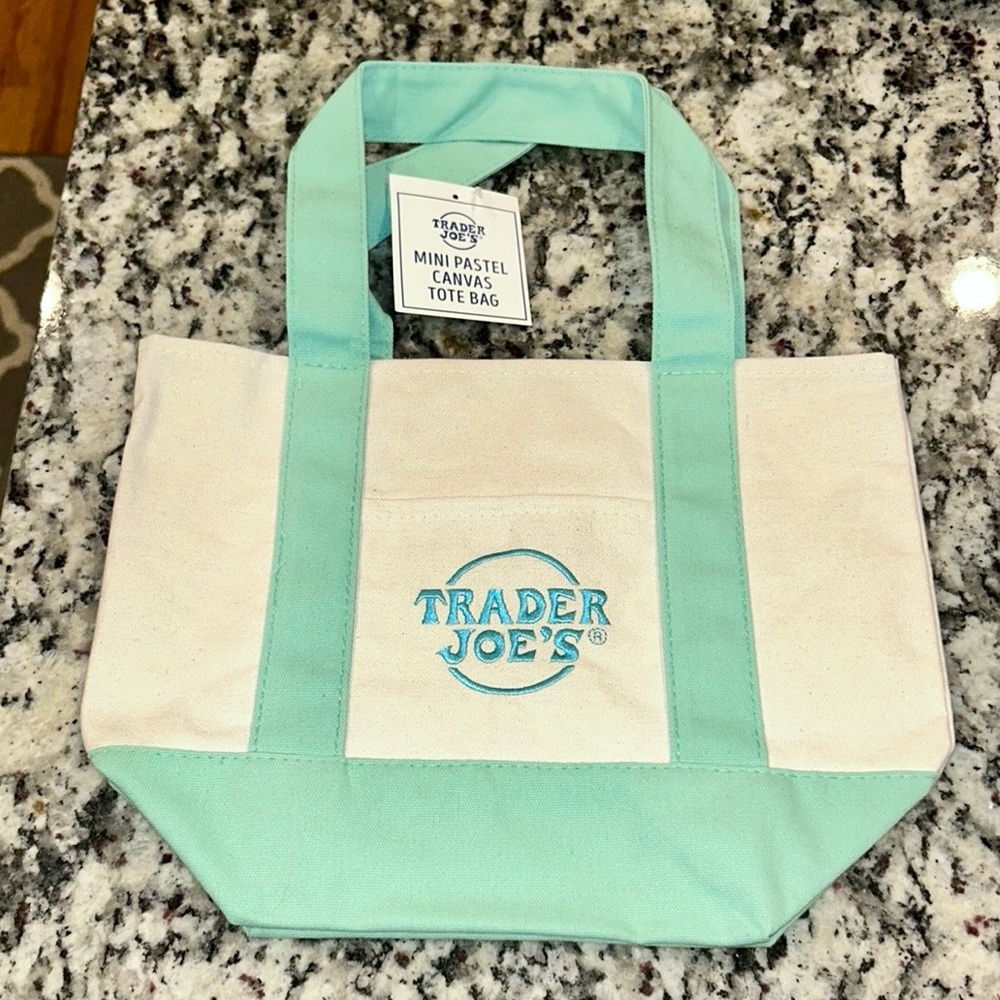 Trader Joe’s Mini Pastel Canvas Tote Bag - Mint Green
